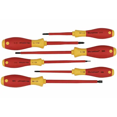 WIHA Insulated Screwdriver Set: 1-10 Pieces, 6 Pieces, Phillips/Slotted/Square Tip - Insulated Screwdriver Sets