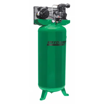 SPEEDAIRE Electric Air Compressor: 3 hp, 1 Stage, Vertical, 60 gal, 9.1 cfm, 135 psi - Splash Lubricated Stationary Electric Air Compressors