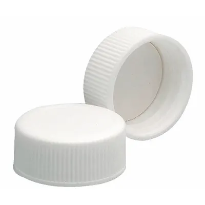 WHEATON Cap: 27 mm Dia, White, Polypropylene, PTFE Faced Polyethylene - Screw On Caps