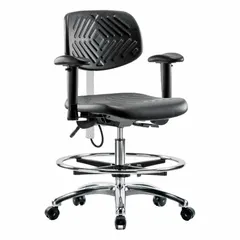 Polyurethane ESD & Cleanroom Chair, Arms Included, Height Range 20 1/4 in to 28 in, Adjustable, ISO 5