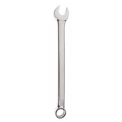 This metric 12-point combination wrench features a 10 mm head size and an offset hex design for accessing recessed fasteners. Made from alloy steel with a chrome finish, it has an overall length of 6 1/4 inches. Suitable for general industrial fastening tasks.