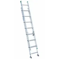 WERNER Extension Ladder: 16 ft Ladder Size, Aluminum, 225 lb Load Capacity, 22 lb Wt, 2 Sections (MPN D1216-2)