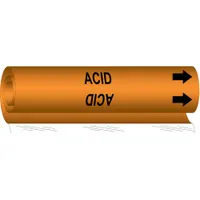 Pipe Marker: Acid, Orange, Black, Fits 1/2 to 1 3/8 in Pipe O.D., 1 Pipe Markers, With Arrows (MPN 5796-O)
