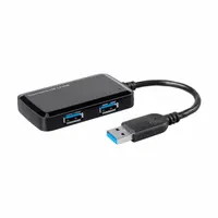 MONOPRICE USB Hub: USB 3.0 Connection, 4 Ports, Black, 4 in Cable Lg (MPN 24260)
