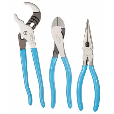 CHANNELLOCK Plier Set: 3 Pliers, Std Cushion Grip, Manual - General Purpose Assorted Pliers Sets