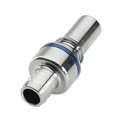 CPC Quick Connection Coupling: Straight, 1/2 in ID Size, Cool Blue, Barbed/Quick Disconnect - Chrome-Plated Brass Quick-Disconnect Tube Fittings
