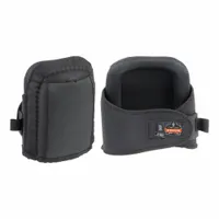 These knee pads feature a rubber cap that resists marring surfaces and a foam pad for cushioning. A single hook-and-loop strap with stretchable neoprene secures the pad. Suitable for kneeling comfort in industrial, construction, and maintenance tasks. Sold as a pair
