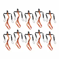 Polypropylene barcode scanner lanyard with dual attachments, sold in a 10-pack. Each strap secures a scanner to a harness or workstation to prevent drops. Compatible with scanner harnesses. Color: Black. Finish: Unfinished