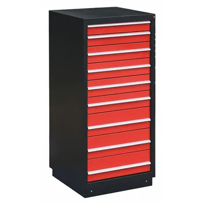 OEM APPROVED VENDOR Modular Drawer Cabinet, 9 Drawers, 90 Compartments, Black/Red - Approved Vendor Modular Drawer Cabinets