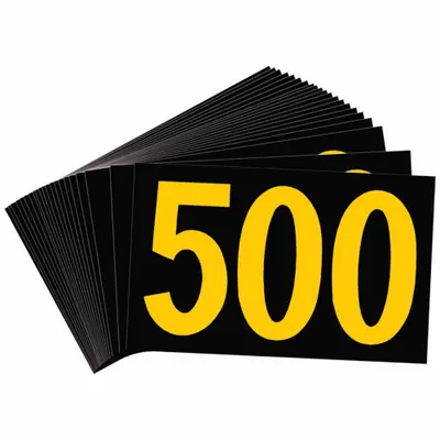 BRADY Number Label: 500, 2 1/2 in Character Ht, 4 3/4 in Character Wd, Retroreflective Sheeting - KVA Markers