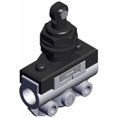 SMC Shuttle Valve: VM100 Series, Roller Actuator, 3 Ports, 1/8 in BSPT, Side-Ported Body - VM Series Manual Air Control Valves