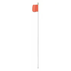Orange blank warning whip with 6 ft overall height, 11 in flag height, and 12 in flag width. Features a Quick Disconnect Base for easy installation and removal. Designed for use with a separately sold light to enhance visibility as a height or width marker on vehicles, trailers, or equipment.