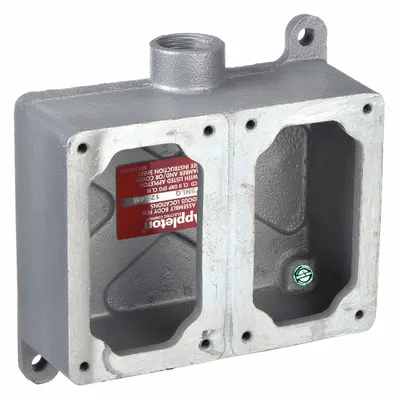 APPLETON ELECTRIC Mounting Body: 2 Gangs, Iron, 1 in Hub Size, Dead End - 2-Gang Hazardous Location Electrical Boxes