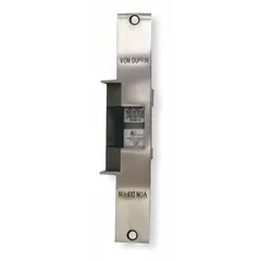 This electric strike is designed for use with cylindrical and mortise locksets in access control systems. It features a stainless steel construction, measures 9 inches in height, and operates on 24V AC/DC input voltage. Rated Performance Duty 1 – Heavy Duty, it is suitable for high-traffic commercial and industrial door applications.