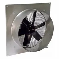 This assembled panel exhaust fan features a 36-inch galvanized steel blade driven by a 1/2 hp, 115V single-phase motor with a totally enclosed enclosure. The stainless steel frame provides corrosion resistance. It is designed for general industrial ventilation applications requiring large air movement, such as factories and warehouses. Supplied without intake guards